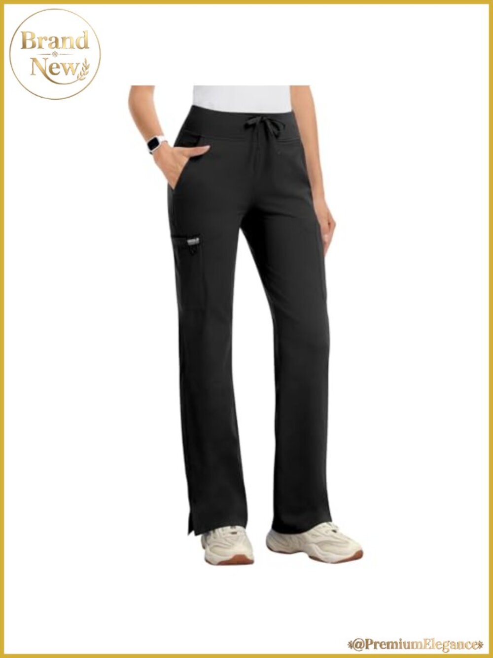 Kecols Women's High-Rise Straight Leg Scrub Pants with Cargo Pockets